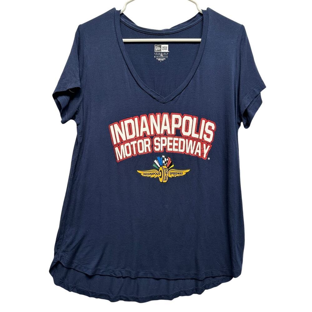 Indianapolis Motor‎ Speedway T Shirt Women L New Era V-Neck Racing Graphic Tee